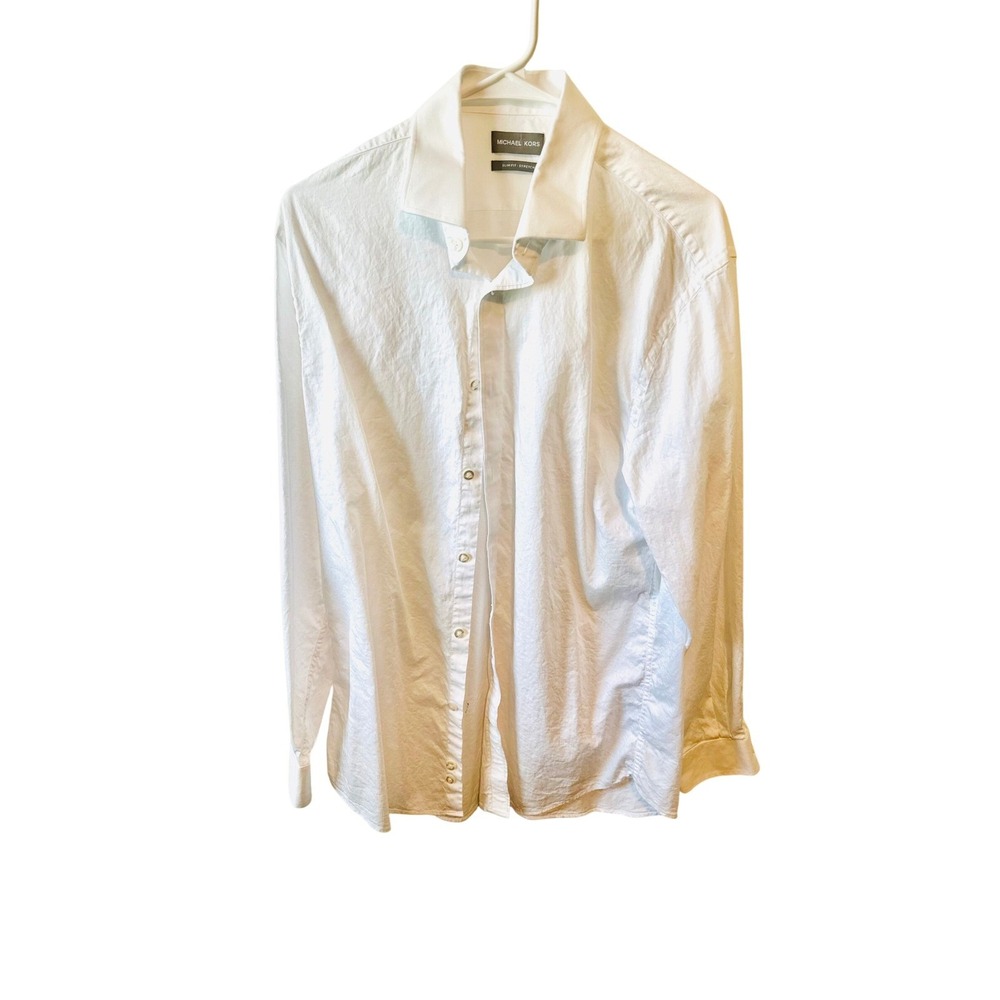 Michael Kors Mens Dress Shirt‎ Slim Fit Stretch White